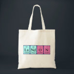 Landon periodic table name tote bag<br><div class="desc">Landon spelled out as La Nd O N (Lanthanum Neodymium Oxygen Nitrogen) on a bag for the scientist in you.</div>