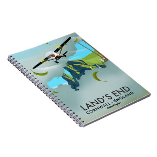 Land's End Cornwall Travel map poster Notebook