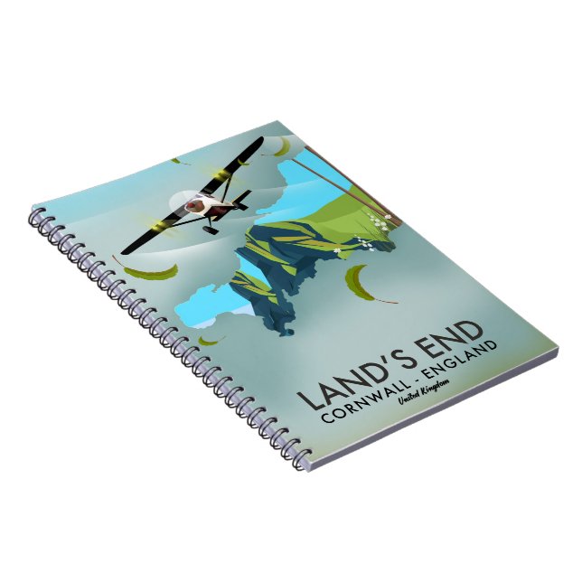Land's End Cornwall Travel map poster Notebook (Right Side)