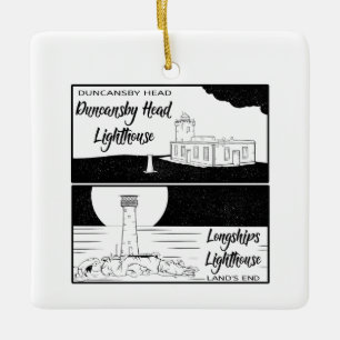 Land's End John o' groats lighthouses Ceramic Ornament