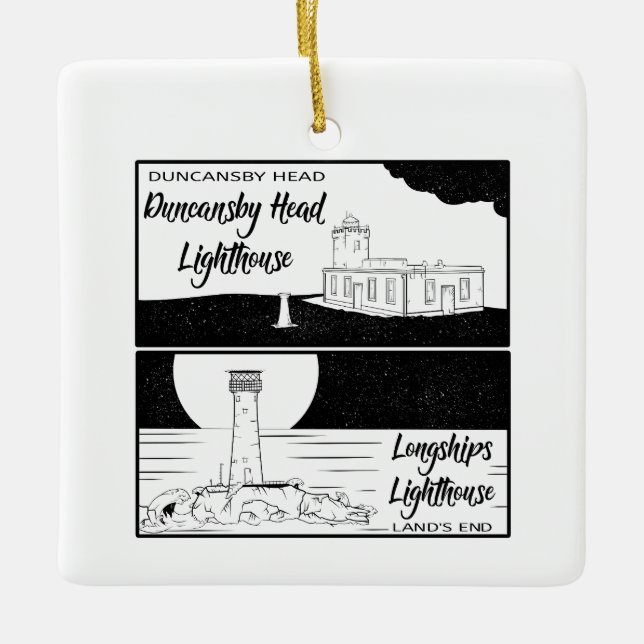 Land's End John o' groats lighthouses Ceramic Ornament (Front)