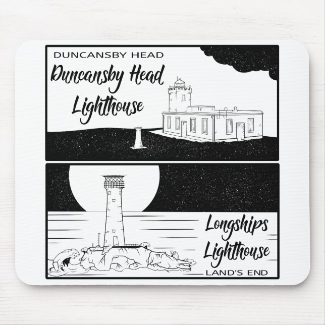 Land's End John o' groats lighthouses Mouse Mat (Front)