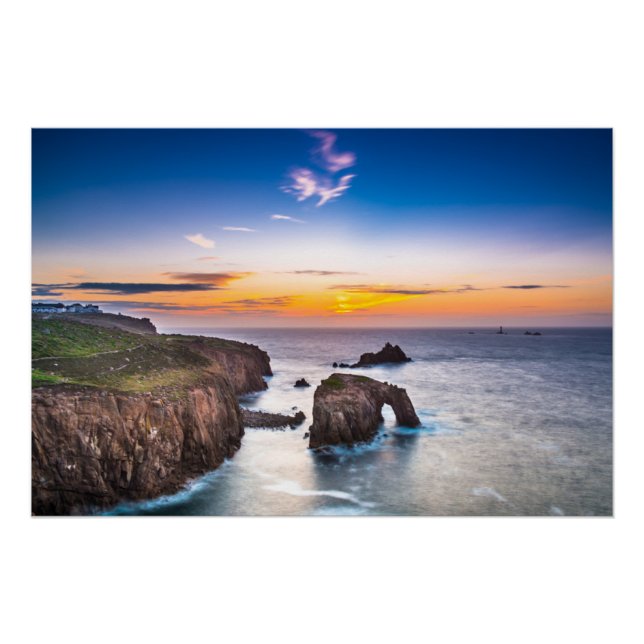 Lands End Sunset Enys Dodnan Armed Knight Cornwall Poster (Front)