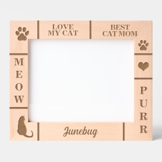 Landscape 10x8 BEST Cat MOM Ever Custom Name Etched Frames (Front)