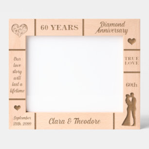 Landscape 10x8 Diamond 60th Wedding Anniversary Etched Frames
