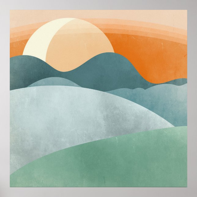 Landscape 3 Simple Boho Drawings Boho Chic Aesthet Poster (Front)