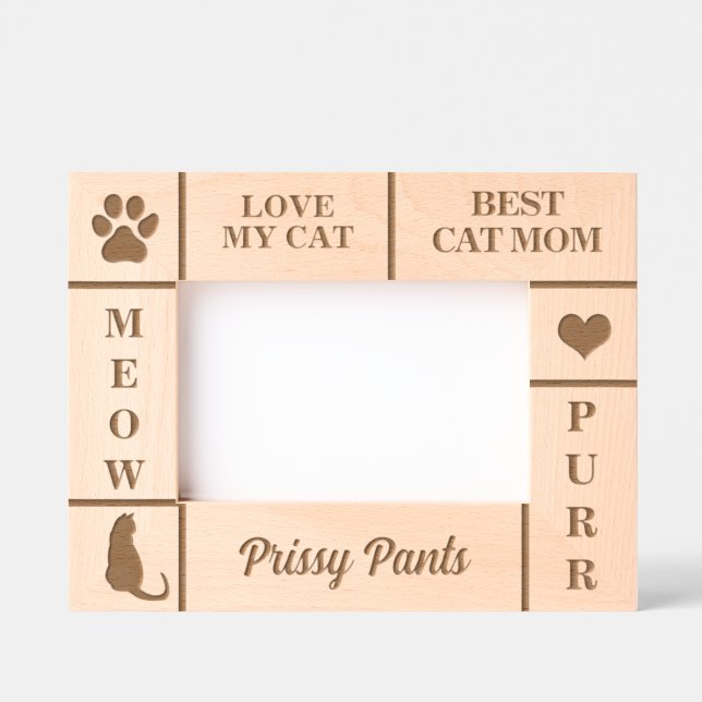 Landscape 6x4 BEST Cat MOM Ever Custom Name Etched Frames (Front)