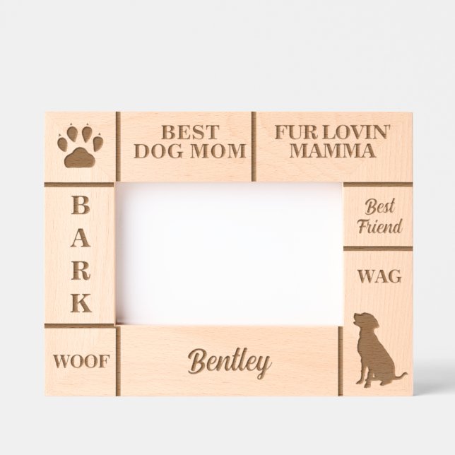 Landscape 6x4 BEST Dog MOM Ever Custom Name Etched Frames (Front)