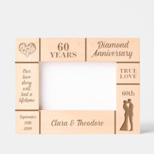 Landscape 6x4 Golden 60th Wedding Anniversary Etched Frames