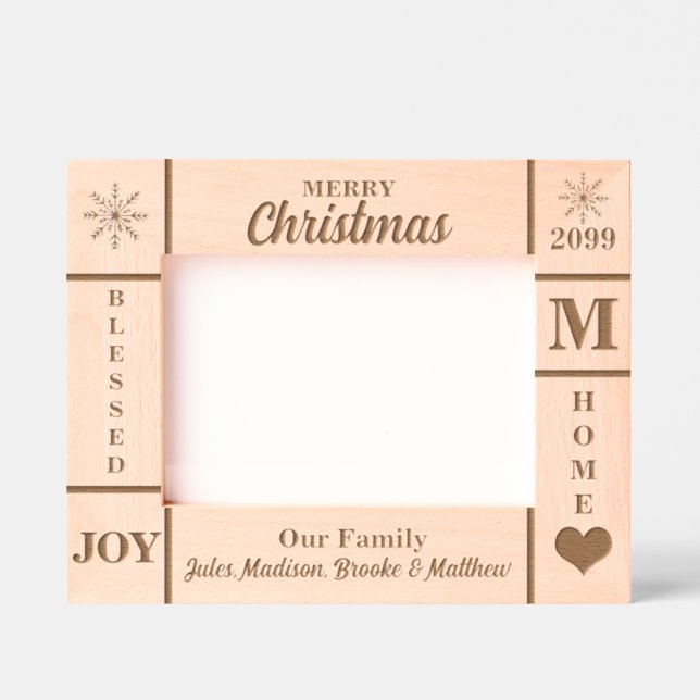 Landscape 7x5 Christmas Our Family Personalised Etched Frames (Front)