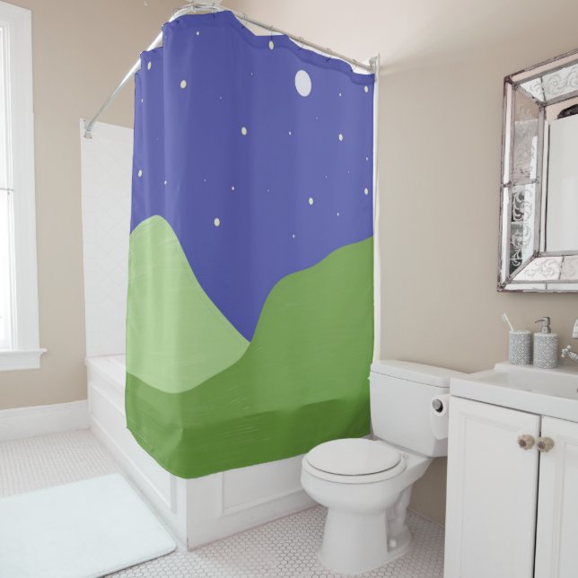 landscape abstract art shower curtain (In Situ)