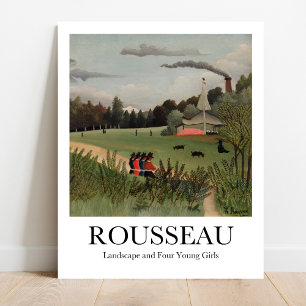 Landscape and Four Young Girls by Henri Rousseau Poster