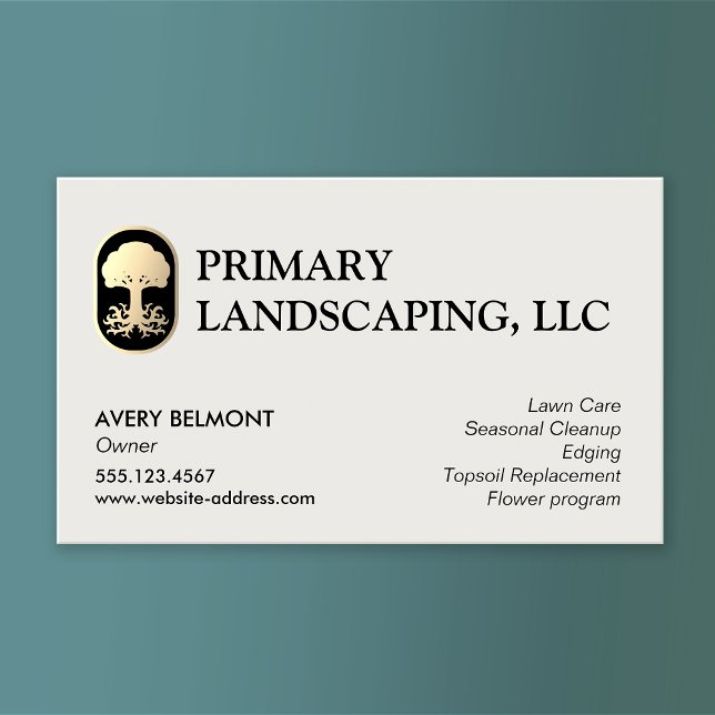 Landscape and Lawn Care Design Rooted Gold Tree Business Card (Creator Uploaded)