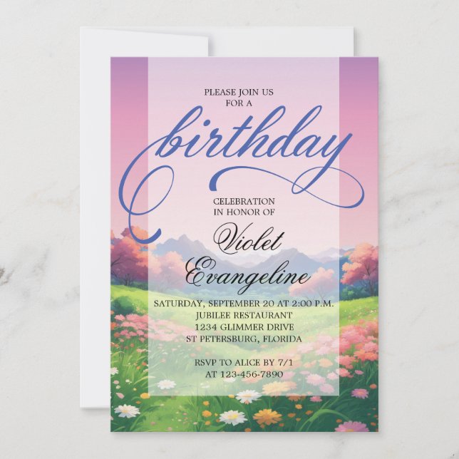 Landscape Anime Birthday Invitation (Front)