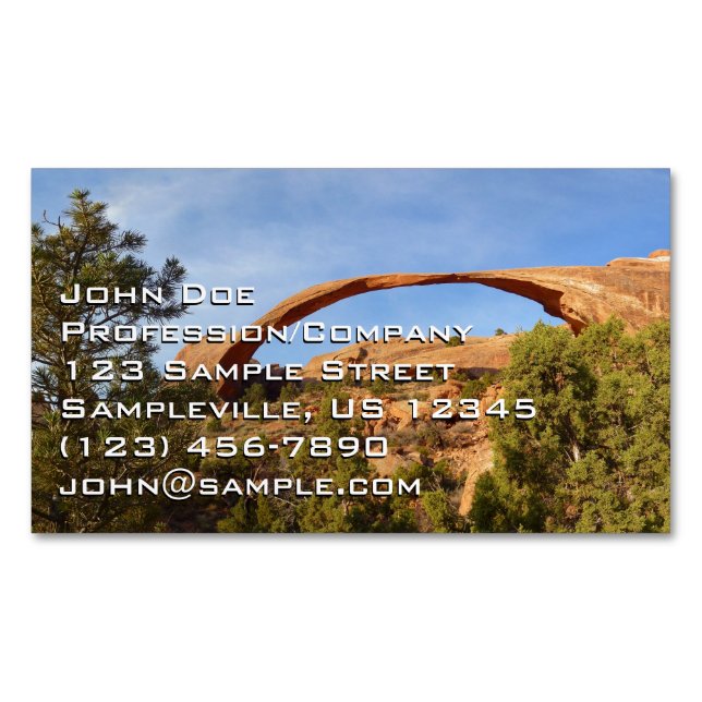 Landscape Arch at Arches National Park Magnetic Business Card (Front)