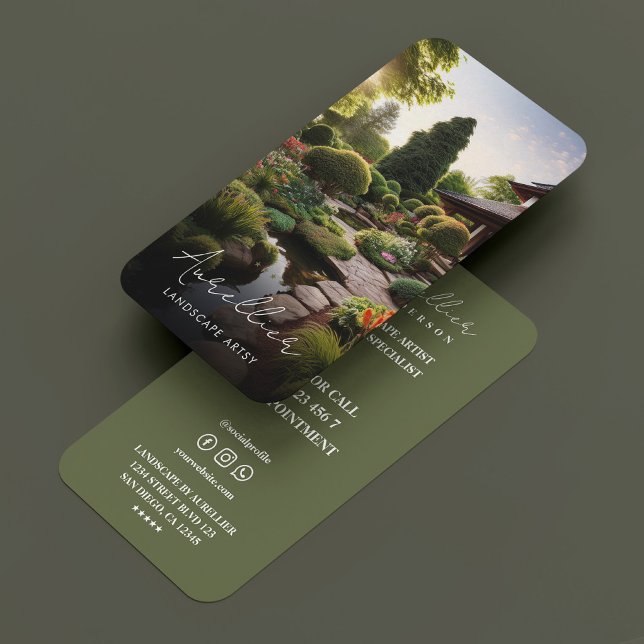 Landscape Architect Garden Specialist Green Business Card (Landscape Architect Garden Specialist Sage Business Card
)