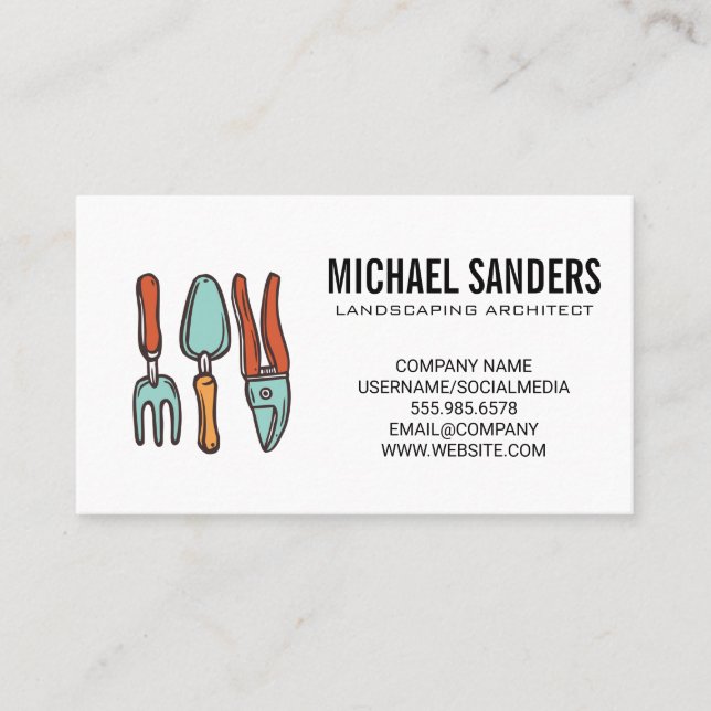 Landscape Architect | Gardening Tools Business Card (Front)
