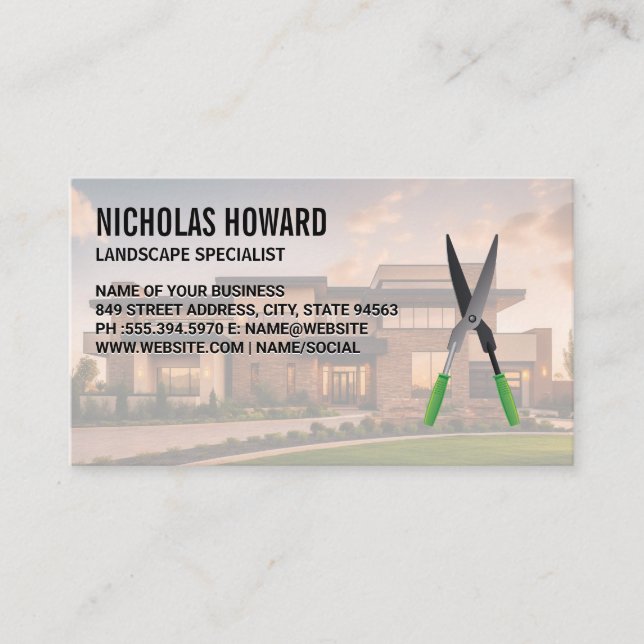 Landscape Architect | Hedge Clippers  Business Card (Front)