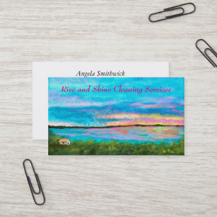 Landscape Art Seashore Beach Sunrise Cleaning Business Card