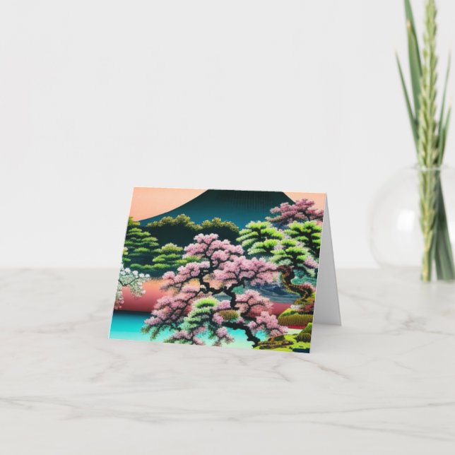 Landscape Asian Cherry Blossoms All Occasion Thank You Card (Front)