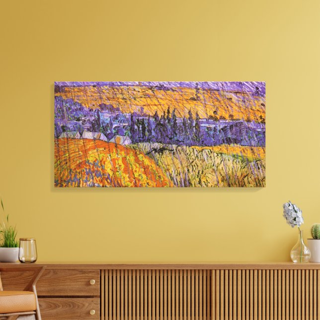 Landscape at Auvers in Rain by Vincent van Gogh Canvas Print (Insitu(LivingRoom))