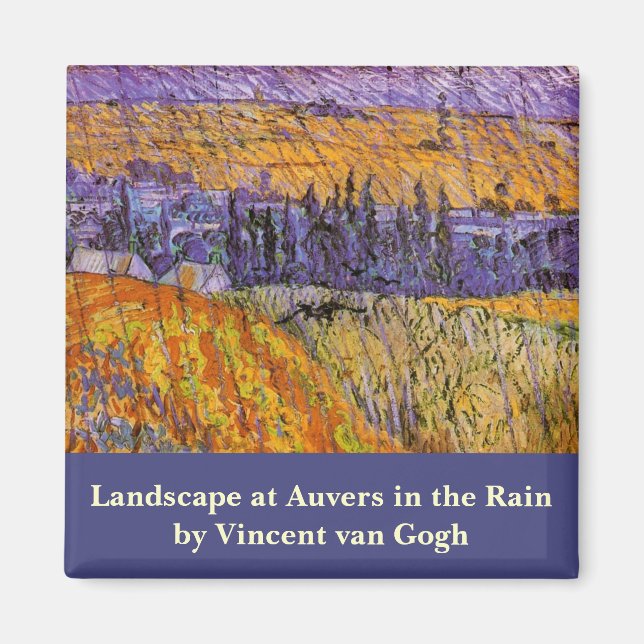 Landscape at Auvers in Rain by Vincent van Gogh Magnet (Front)