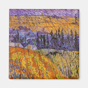 Landscape at Auvers in Rain by Vincent van Gogh Magnet