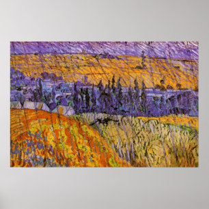 Landscape at Auvers in Rain by Vincent van Gogh Poster