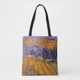 Landscape at Auvers in Rain by Vincent van Gogh Tote Bag