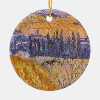 Landscape at Auvers in the Rain, Vincent van Gogh Ceramic Tree Decoration