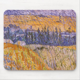 Landscape at Auvers in the Rain, Vincent van Gogh Mouse Mat
