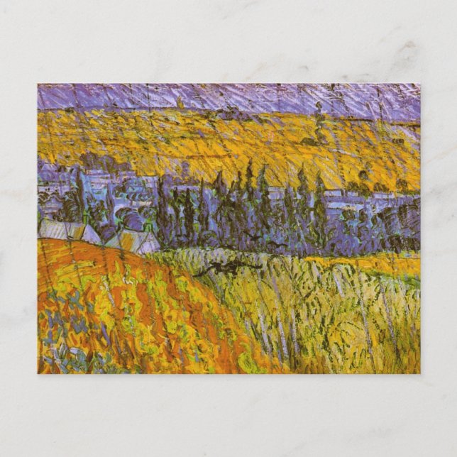 Landscape at Auvers in the Rain, Vincent van Gogh Postcard (Front)