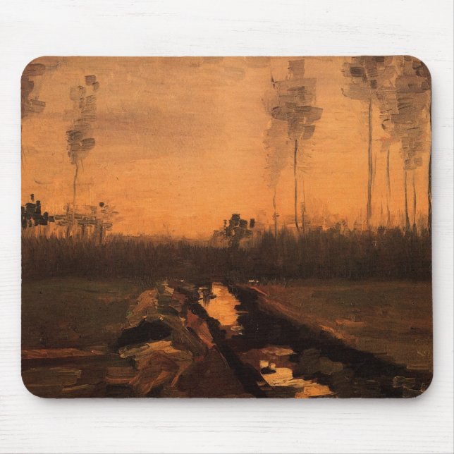 Landscape at Dusk by Vincent van Gogh Mouse Mat (Front)