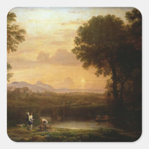 Landscape at Dusk Square Sticker