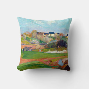 Landscape at Pouldu painting by Paul Gauguin Cushion