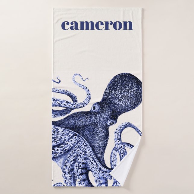 Landscape Blue Octopus Bath Towel (Bath Towel)