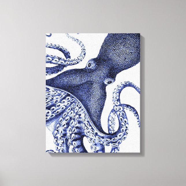 Landscape Blue Octopus Canvas Print (Front)