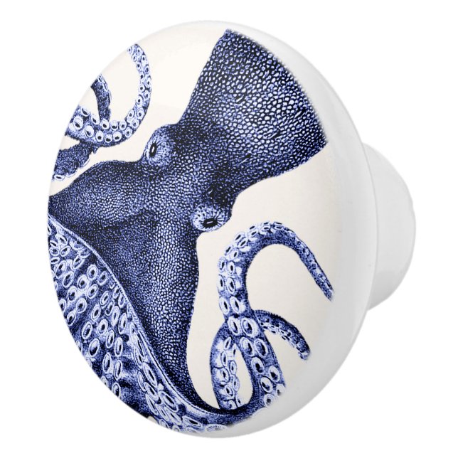 Landscape Blue Octopus Ceramic Knob (Right)