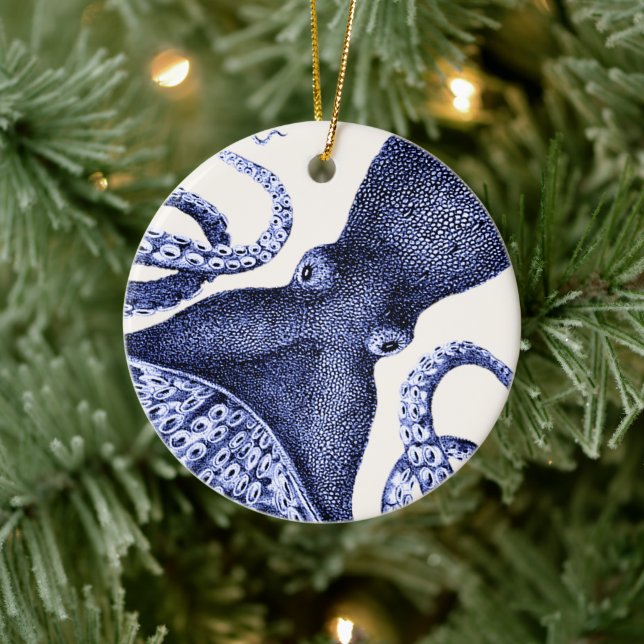 Landscape Blue Octopus Ceramic Tree Decoration (Tree)