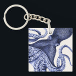 Landscape Blue Octopus Key Ring<br><div class="desc">Landscape Blue Octopus by Fab Funky. Features an up-close shot of a purplish blue octopus.|191000D</div>
