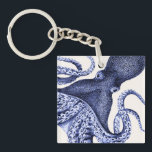 Landscape Blue Octopus Key Ring<br><div class="desc">Landscape Blue Octopus by Fab Funky. Features an up-close shot of a purplish blue octopus.|191000D</div>