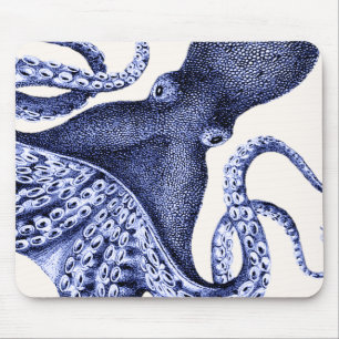 Landscape Blue Octopus Mouse Mat