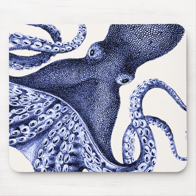 Landscape Blue Octopus Mouse Mat (Front)