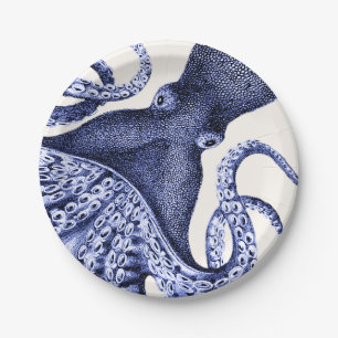 Landscape Blue Octopus Paper Plate