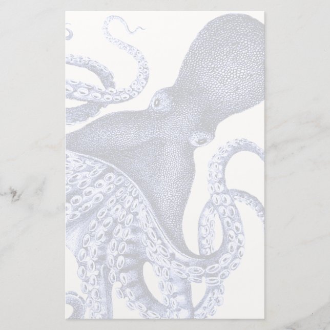 Landscape Blue Octopus Stationery (Front)