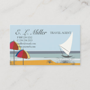 Landscape Boat Sailboat Ocean Vacation  Travel Business Card