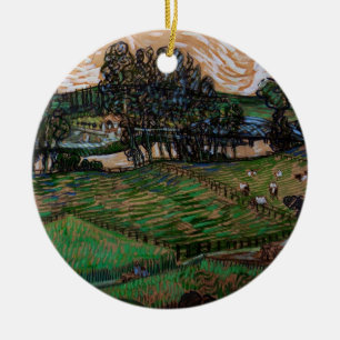 Landscape, Bridge Across Oise by Vincent van Gogh Ceramic Tree Decoration