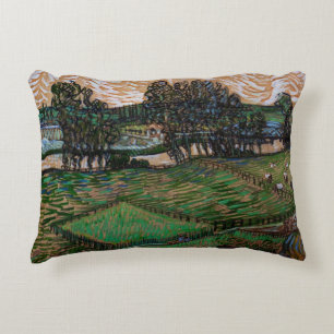 Landscape, Bridge Across Oise by Vincent van Gogh Decorative Cushion