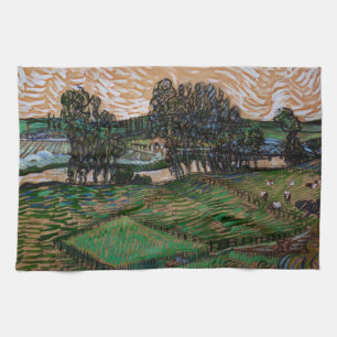 Landscape, Bridge Across Oise by Vincent van Gogh Tea Towel