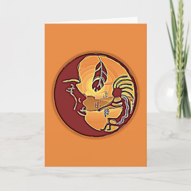 Landscape Button - Kokopelli Moon Feather 1 Card (Front)
